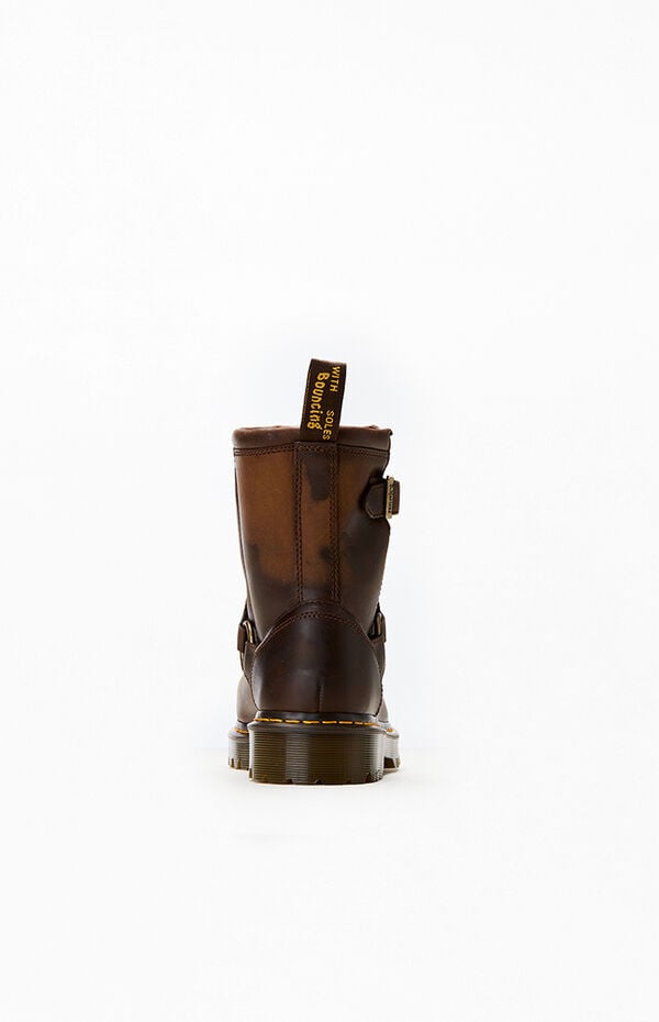 Dr Martens Brown Anistone Harness Leather Low Biker Boots