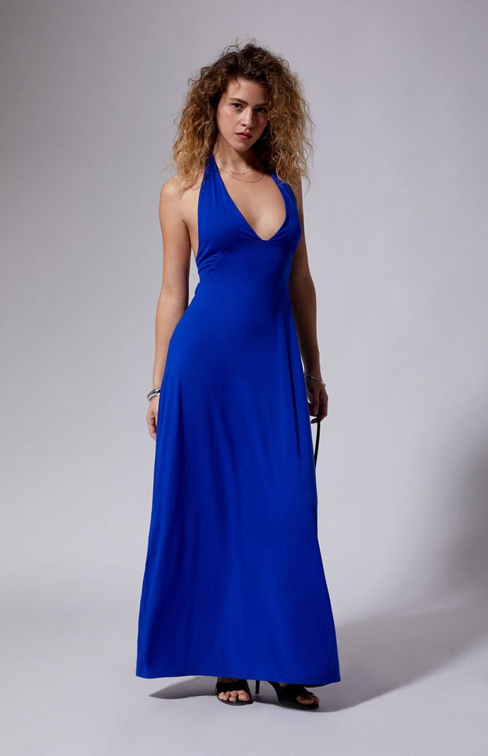 Third Charm Women's Alexa Halter Midi Dress In Blue