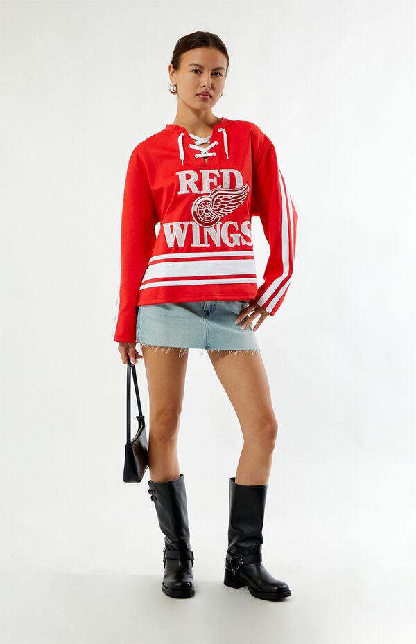 WILD COLLECTIVE x NHL Detroit Red Wings Long Sleeve Hockey Jersey