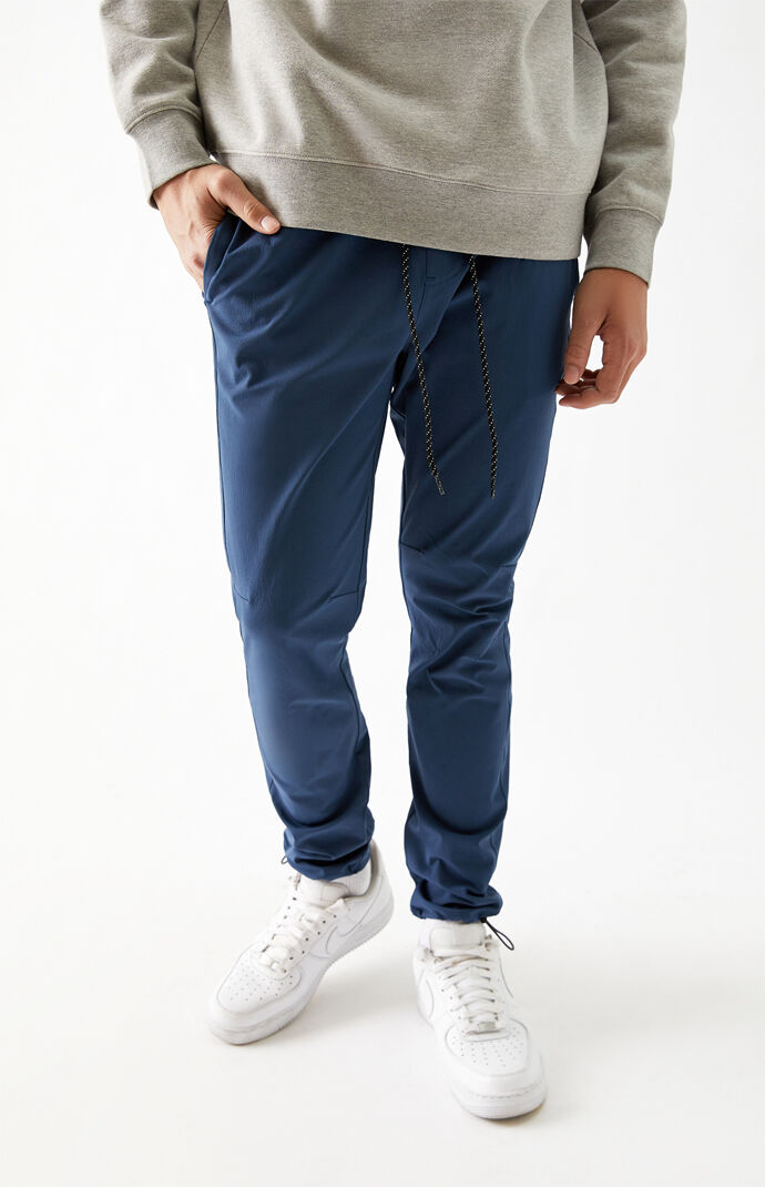 Blue Crinkle Nylon Jogger Pants