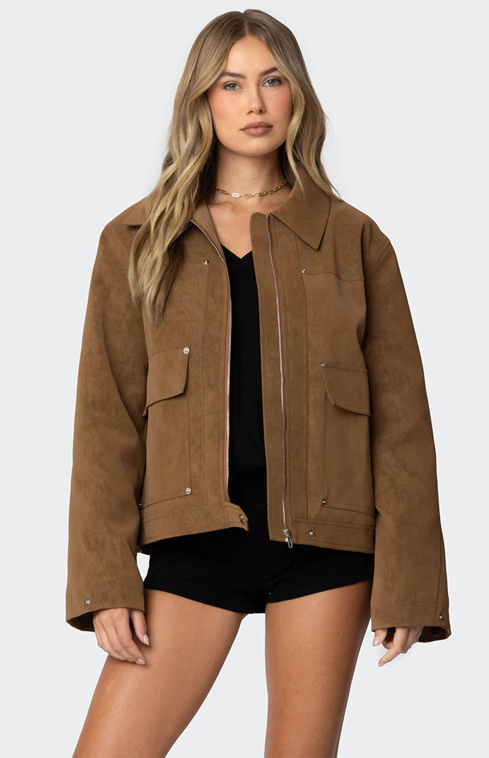 Edikted Annabelle Oversized Faux Suede Jacket | PacSun
