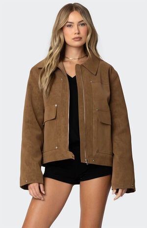 Annabelle Oversized Faux Suede Jacket image number 1