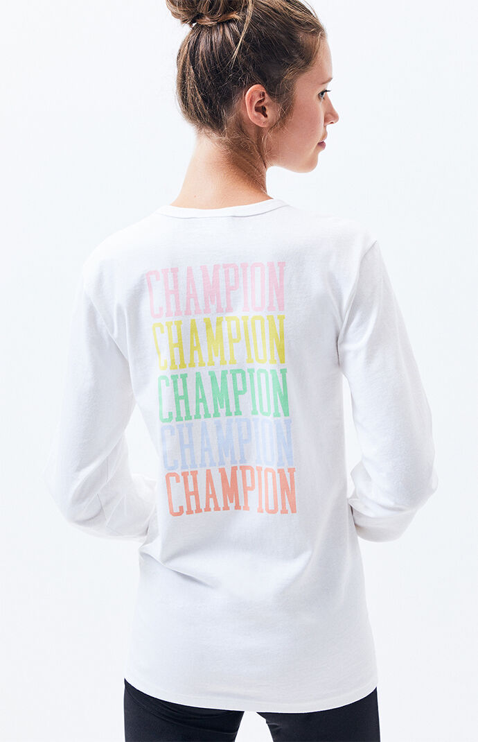 champion white long sleeve shirt