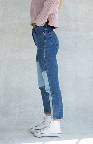 Patchwork Ultra High Waisted Slim Fit Jeans image number 4