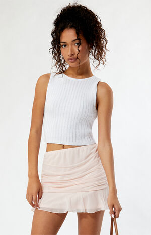 Pink Chiffon Mini Skirt image number 2