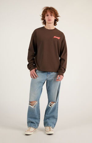 Dylan Ripped Knee Baggy Jeans Light Indigo image number 2