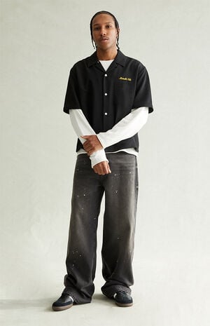 Blake Extreme Baggy Jeans Paint Splatter Faded Black image number 2