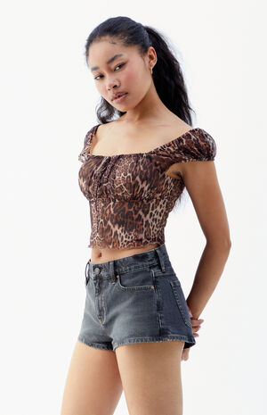 Black '70s Cutoff Micro Denim Shorts image number 3