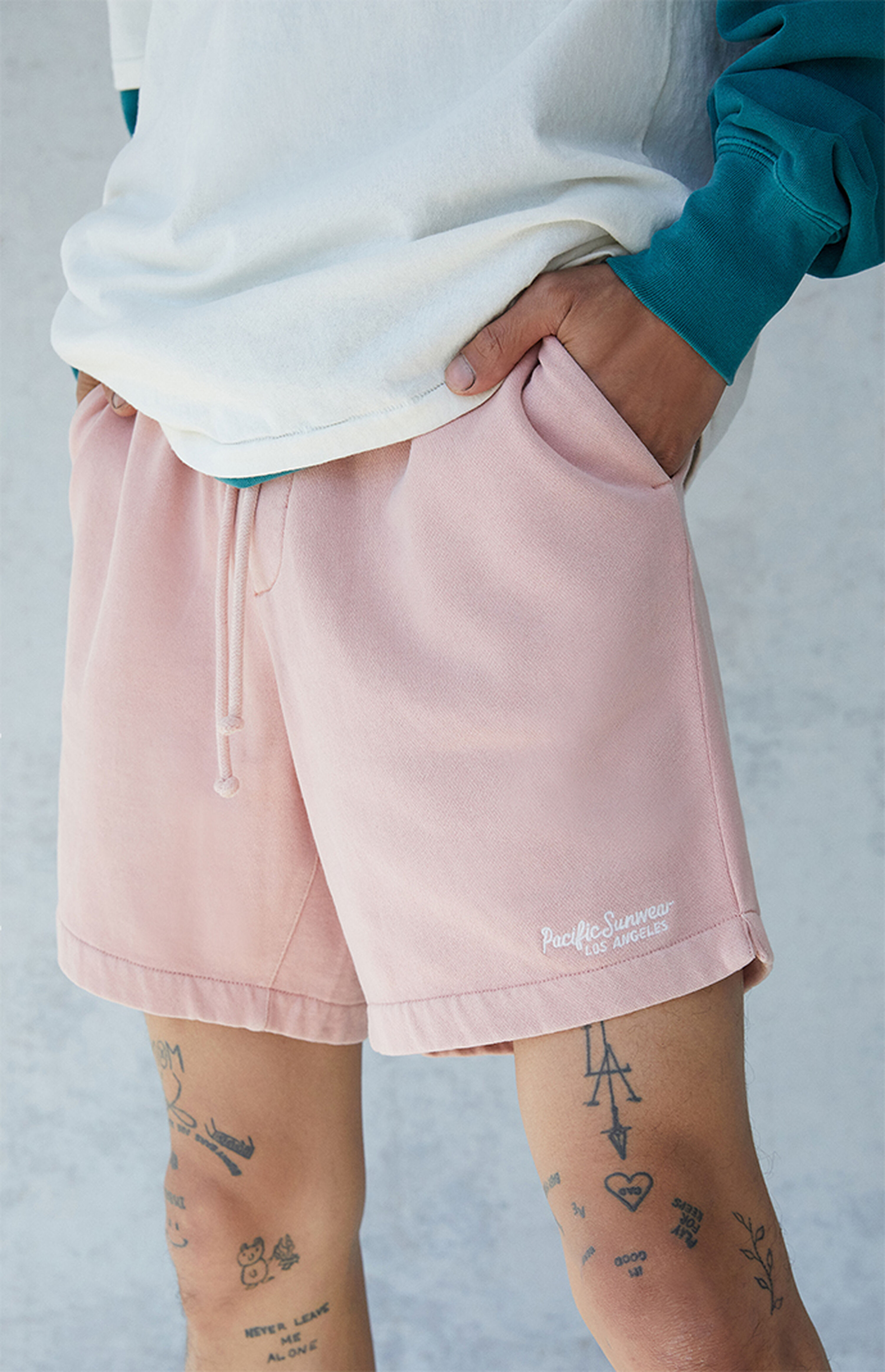 PacSun Light Pink Pigment Wash Volley Sweat Shorts PacSun