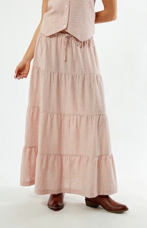 Lola Checked Tiered Maxi Skirt image number 1