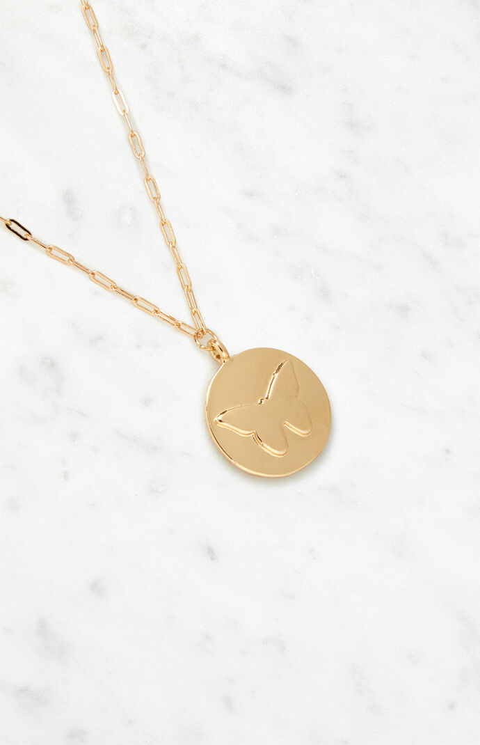 Butterfly Disc Necklace