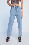 Light Blue High Waisted Straight Leg Jeans Light Blue High Waisted Straight Leg Jeans image number null