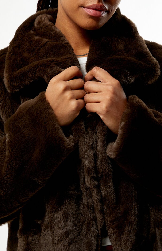 ☆ご予約品　 試着のみ 新品 ハウント FAUX FUR COAT Joni Faux Fur Coat - Dark Espresso – The Frankie Shop