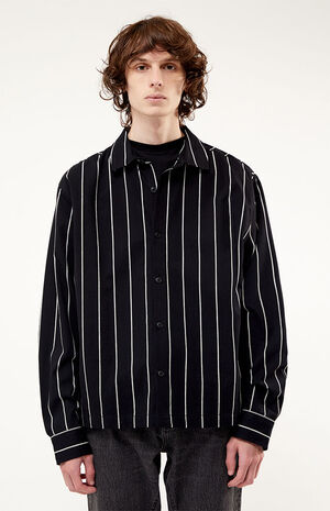 Black Pinstripe Classic Button Down Shirt image number 1