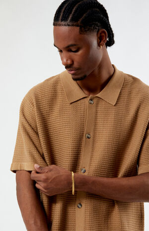 Ribbed Knit Woven Shirt image number 1