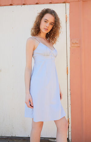 Light Blue Button Bustier Mini Dress image number 2