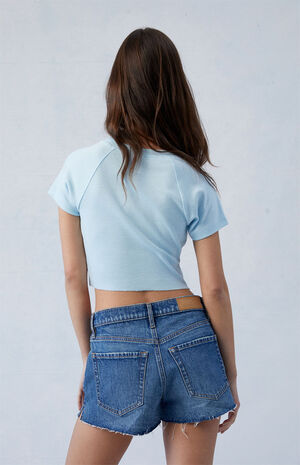 Eco Stretch Dark Indigo '70s Cutoff Denim Shorts image number 4
