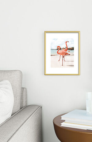 Flamingo Metal Framed Art Print Gold 18" x 24" image number 2