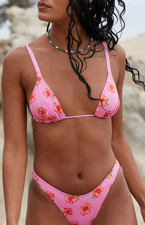 Eco Fuchsia Pink Floral Erica Triangle Bikini Top image number 3