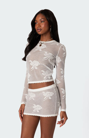 Saga Embroidered Sheer Knit Top image number 6