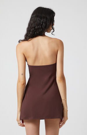 Embroidered Halter Mini Dress image number 5