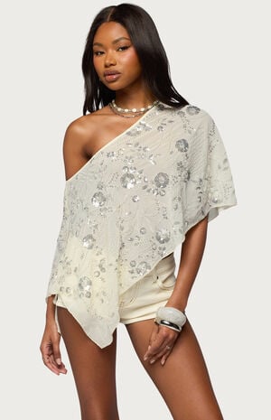 Triana Bead and Sequin Chiffon Poncho image number 1