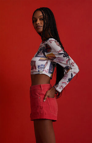 By PacSun V-Day Collage Mesh Long Sleeve Top image number 2