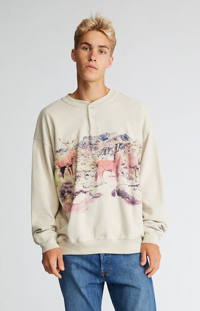 Henley crew neck sweatshirt shop