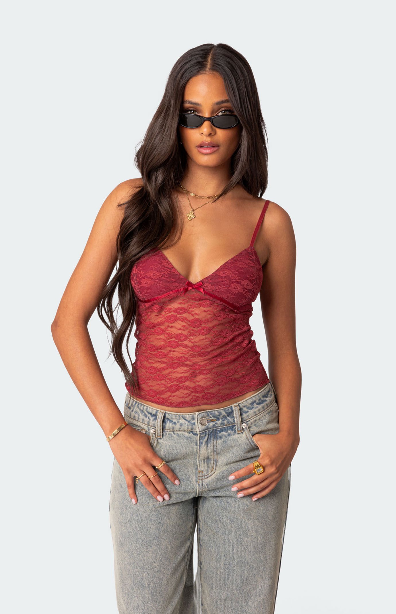 Edikted Eira Sheer Lace Tank Top | PacSun