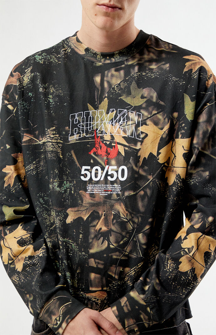 Pacsun Human 5050 Camo Cropped Long Sleeve T-Shirt | Pacsun