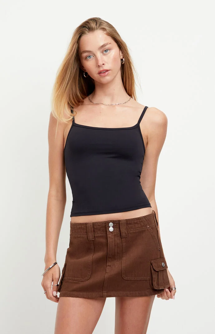 Pacsun Piper Brown Low Rise Micro Jean Skirt