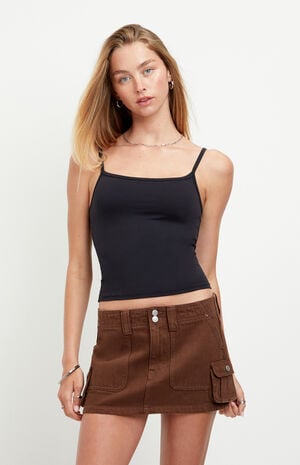 Piper Brown Low Rise Micro Jean Skirt image number 1