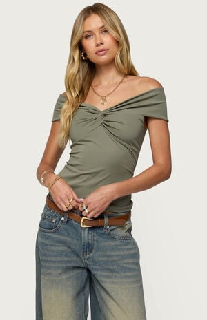 Twisted Front Off Shoulder Top image number 1