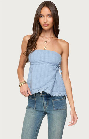 Narnie Striped Strapless Wrap Top image number 1