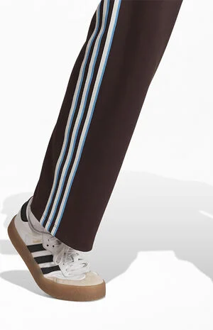 Brown 3-Stripe Slouchy Straight Leg Track Pants image number 5