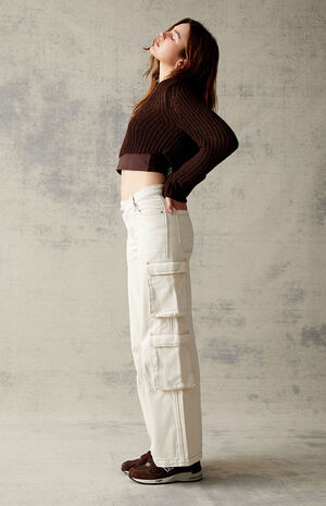 Bone Asymmetrical '90s Baggy Cargo Pants image number 2