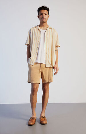 Cream Corduroy Volley Shorts image number 2