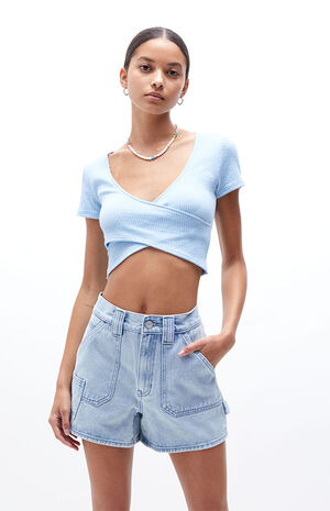 Light Blue Utility Carpenter Shorts image number 2