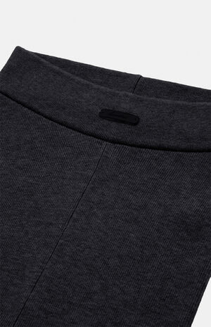 Women's Vintage Black Ribbed Knit Biker Shorts image number 2