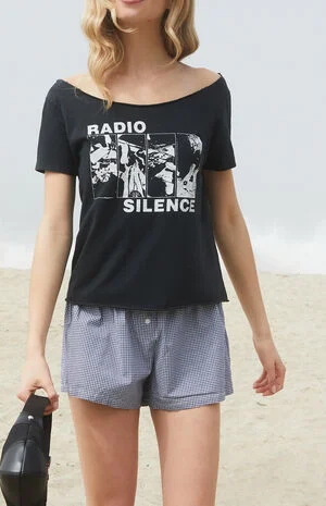 Black Radio Silence Off-The-Shoulder Top image number 1