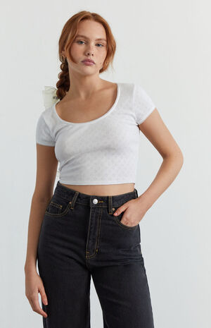 Pointelle Scoop T-Shirt image number 2