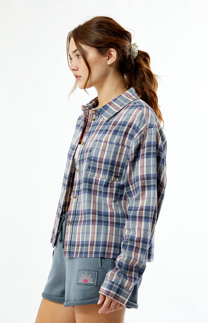 Outer Banks Treasure Distressed Cropped Flannel Shirt | PacSun