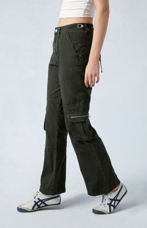 Army Green Mid Rise Vintage Bootcut Pants image number 2