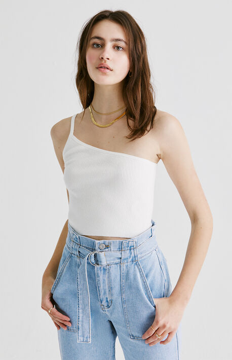 One Shoulder Sweater Tank Top