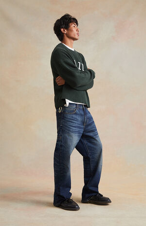 Dark Indigo Distressed Baggy Jeans image number 5