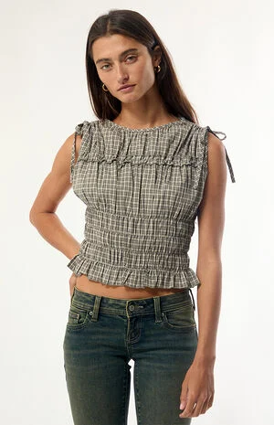 Sherbert Plaid Ruffle Top image number 1