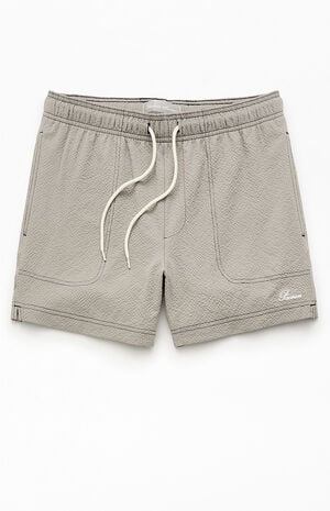 Gray Solid Seersucker 4.5" Swim Trunks image number 1