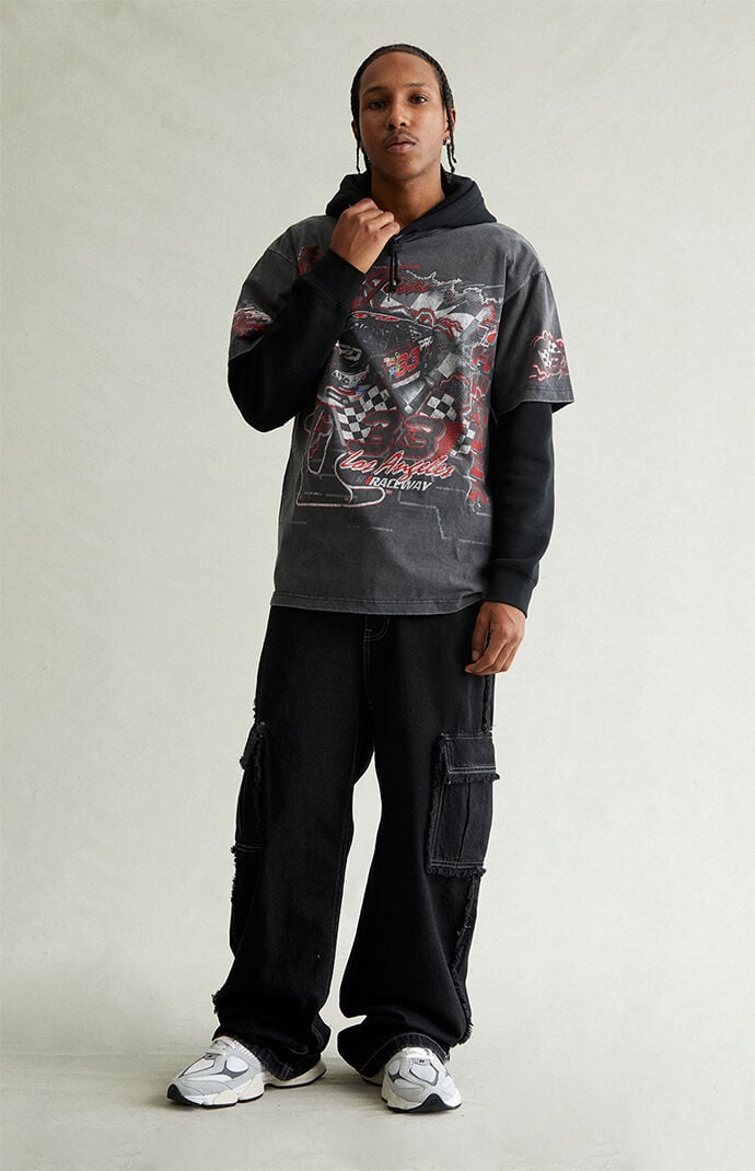 Pacsun Blake Extreme Baggy Jeans Cargo Frayed Black