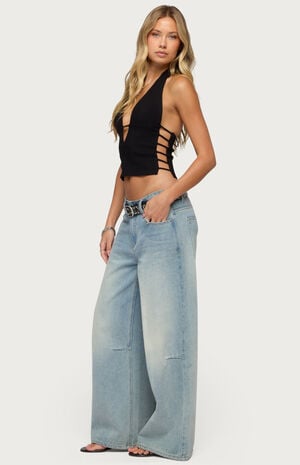 Aneera Cutout Plunging Halter Top image number 4