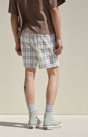 Grey Plaid Corduroy Volley Shorts image number 5